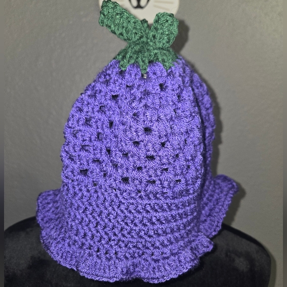 Cottage Core Grape Crochet Bucket Hat - Picture 11 of 12